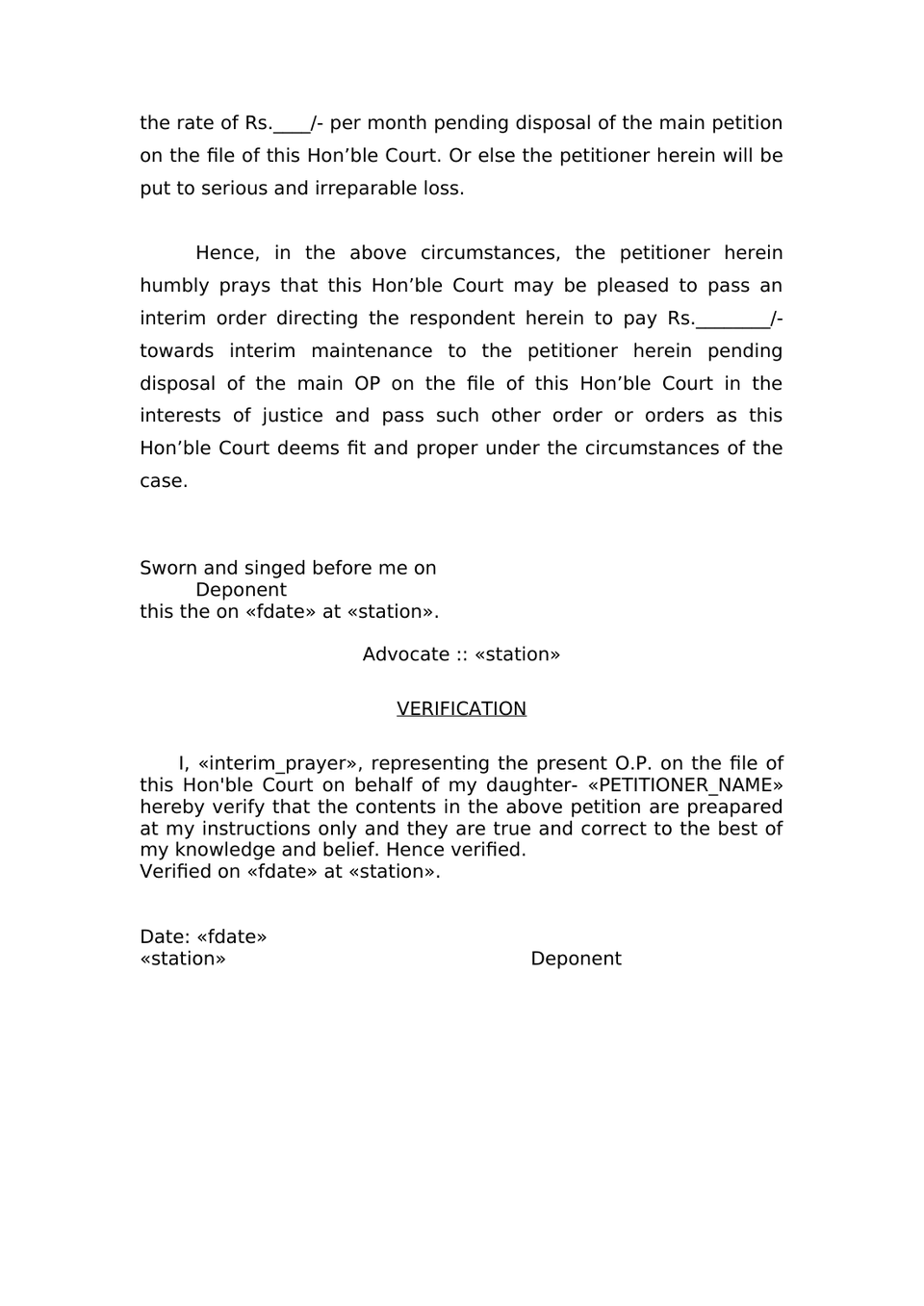 Petition Under Section 20 Hindu Adoptions And Maintenance Act 1956 preview page 9