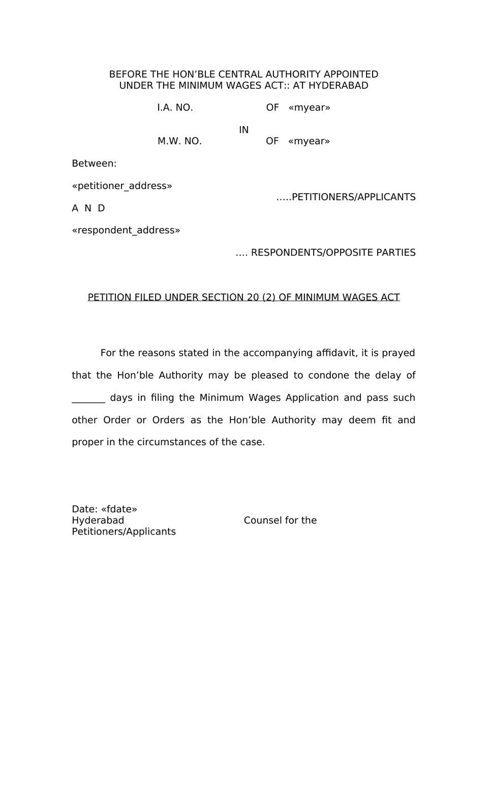 Petition Under Section 20(2) Minimum Wages Act preview page 8