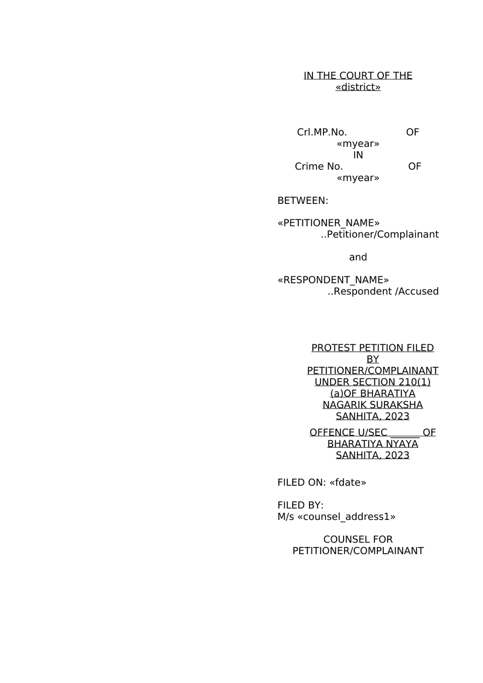 Petition Under Section 210(1)(A) Bnss preview page 5