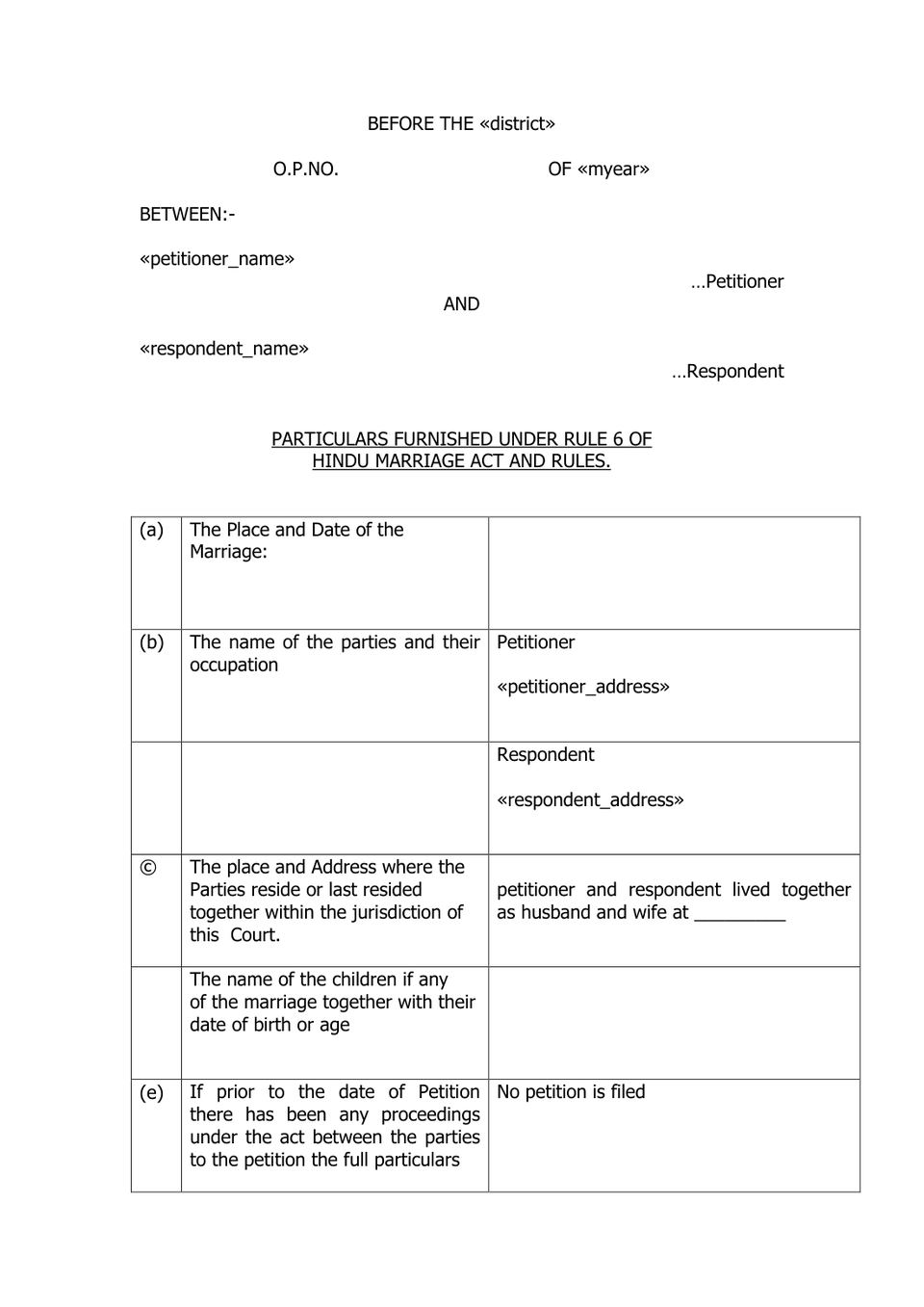 Petition Under Section 9 Hindu Marriage Act preview