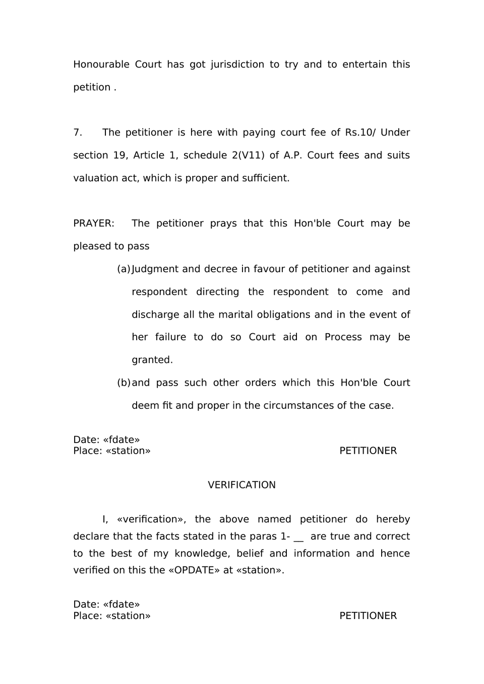 Petition Under Section 9 Hindu Marriage Act preview page 6