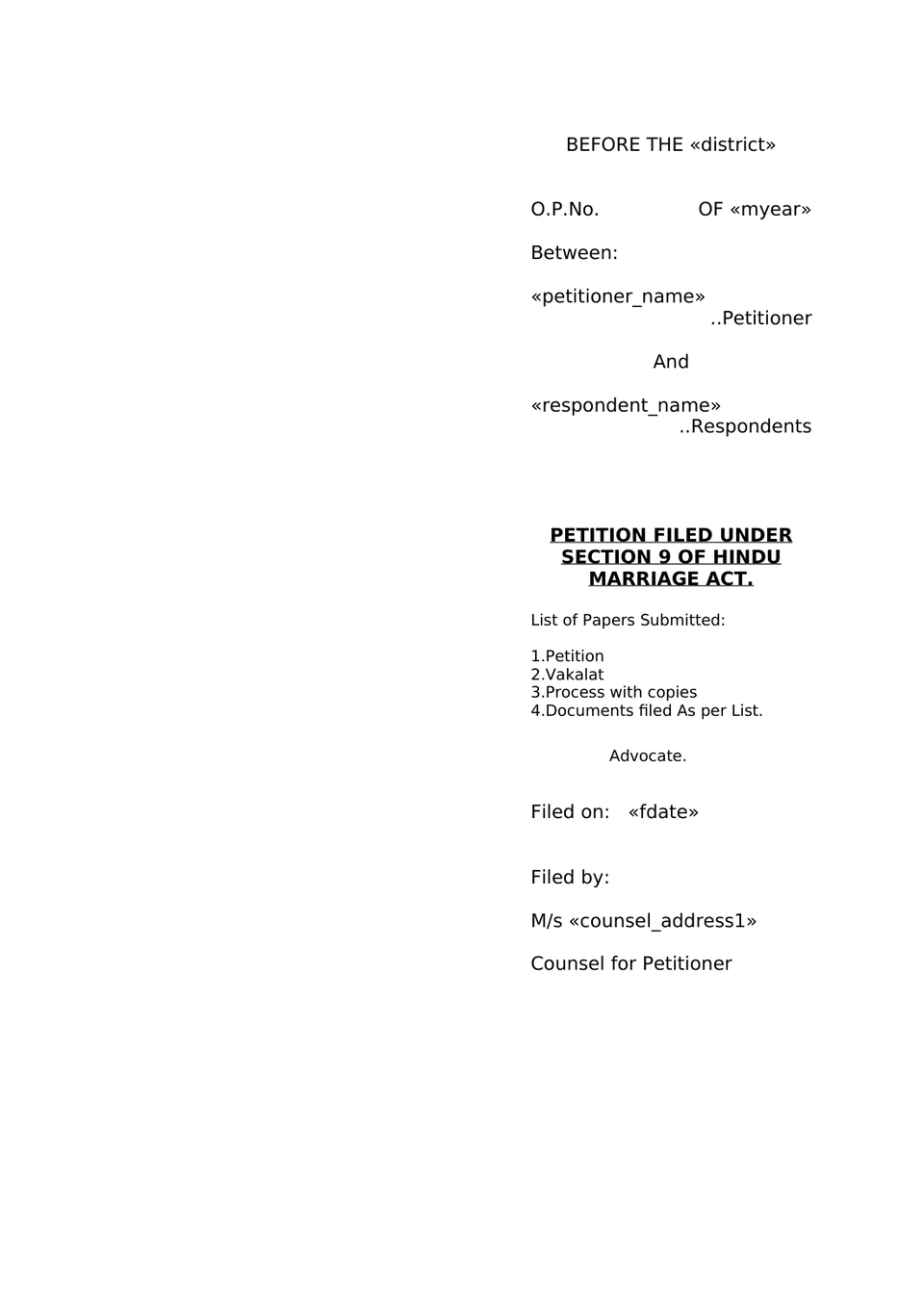 Petition Under Section 9 Hindu Marriage Act preview page 8