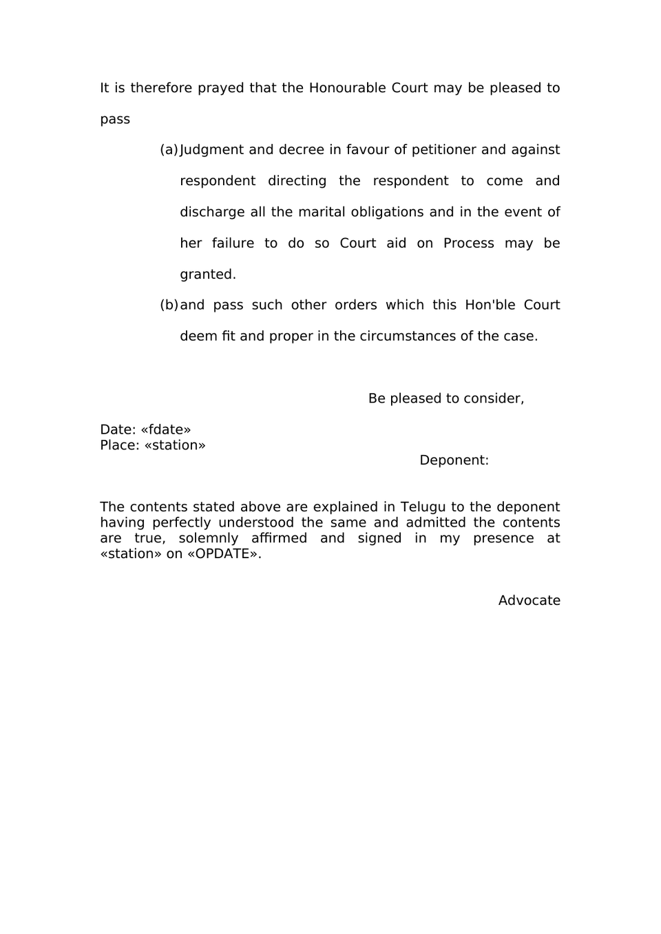 Petition Under Section 9 Hindu Marriage Act preview page 10