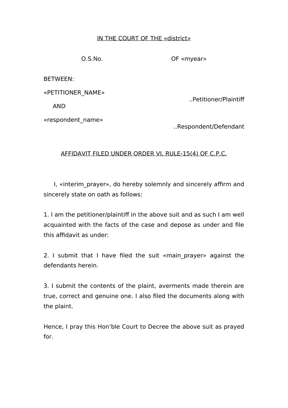 Plaint For Damages Sec 26 Order Vii Rule 1 And 2 Cpc preview page 13