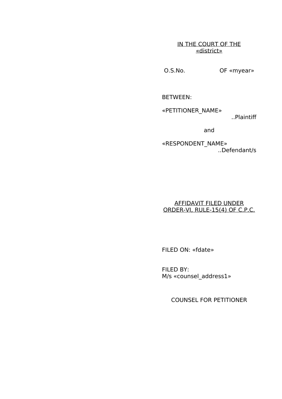 Plaint For Damages Sec 26 Order Vii Rule 1 And 2 Cpc preview page 15