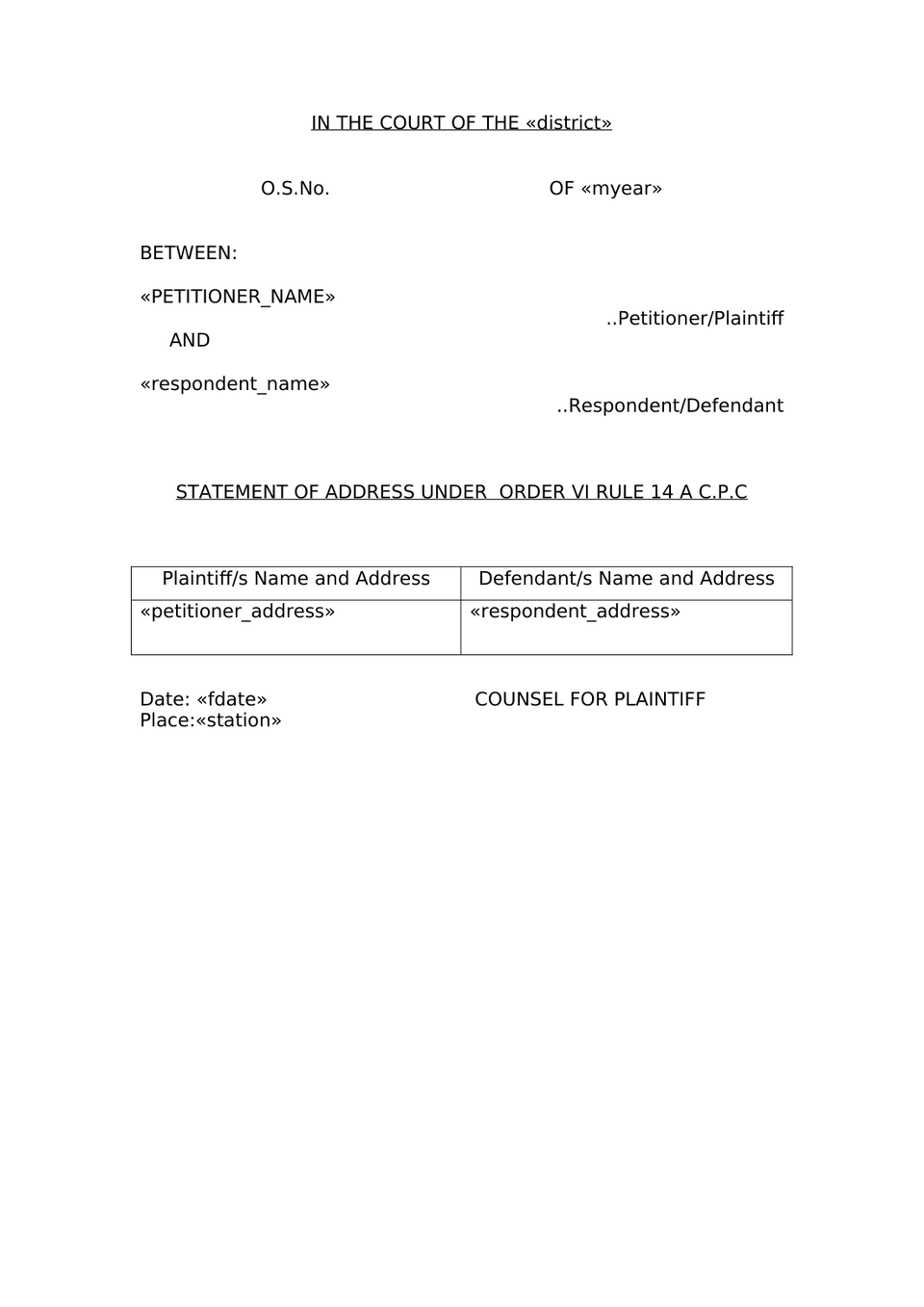 Plaint For Damages Sec 26 Order Vii Rule 1 And 2 Cpc preview page 16