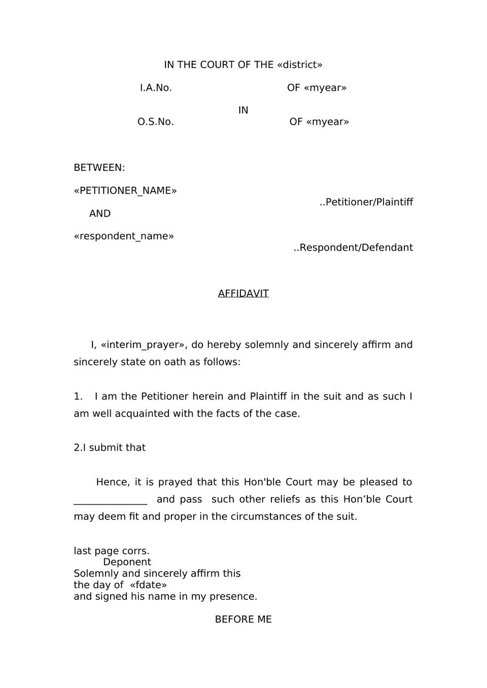 Plaint For Damages Sec 26 Order Vii Rule 1 And 2 Cpc preview page 17