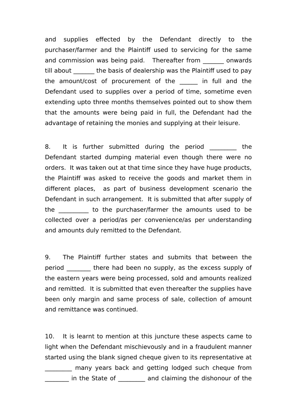 Plaint For Damages Sec 26 Order Vii Rule 1 And 2 Cpc preview page 3