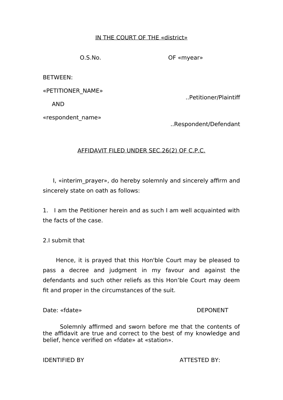 Plaint For Damages Sec 26 Order Vii Rule 1 And 2 Cpc preview page 10