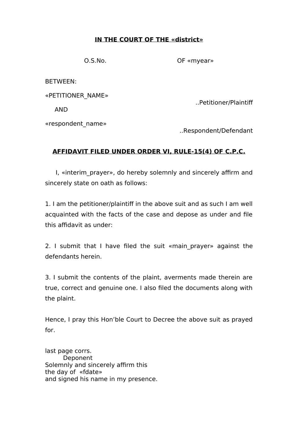 Plaint For Declaration Sec 26 Order Vii Rule 1 Cpc preview page 12
