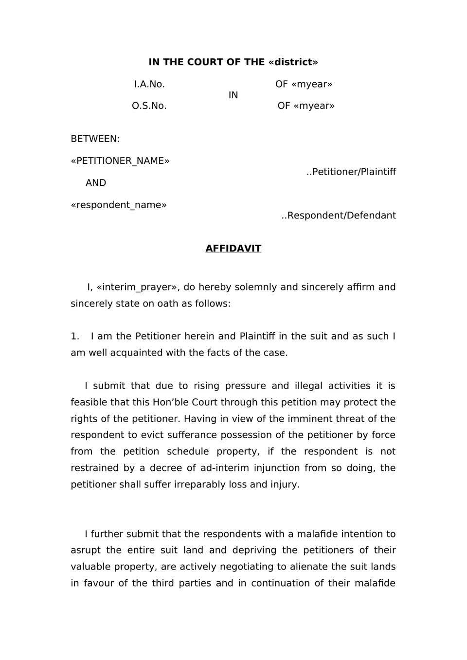 Plaint For Declaration Sec 26 Order Vii Rule 1 Cpc preview page 16