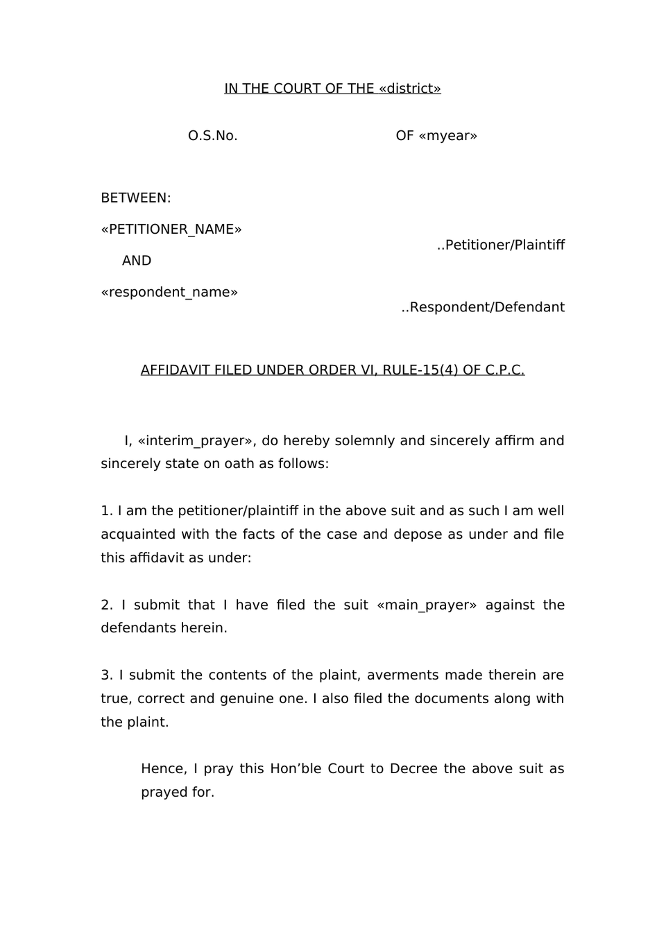 Plaint For Eviction Order Vii Rule 1 And 2 Rw Sec 26 Cpc preview page 14