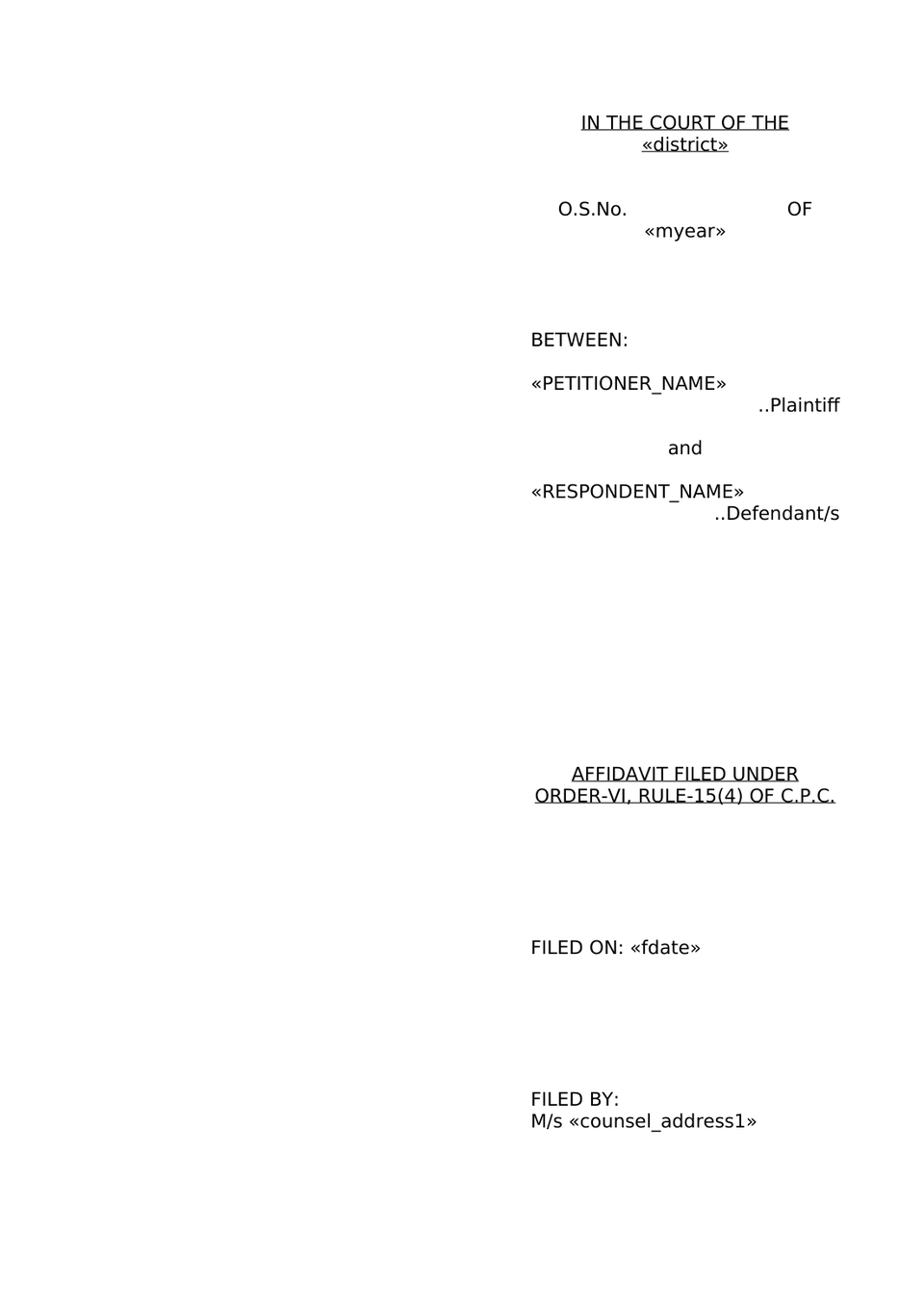 Plaint For Eviction Order Vii Rule 1 And 2 Rw Sec 26 Cpc preview page 16