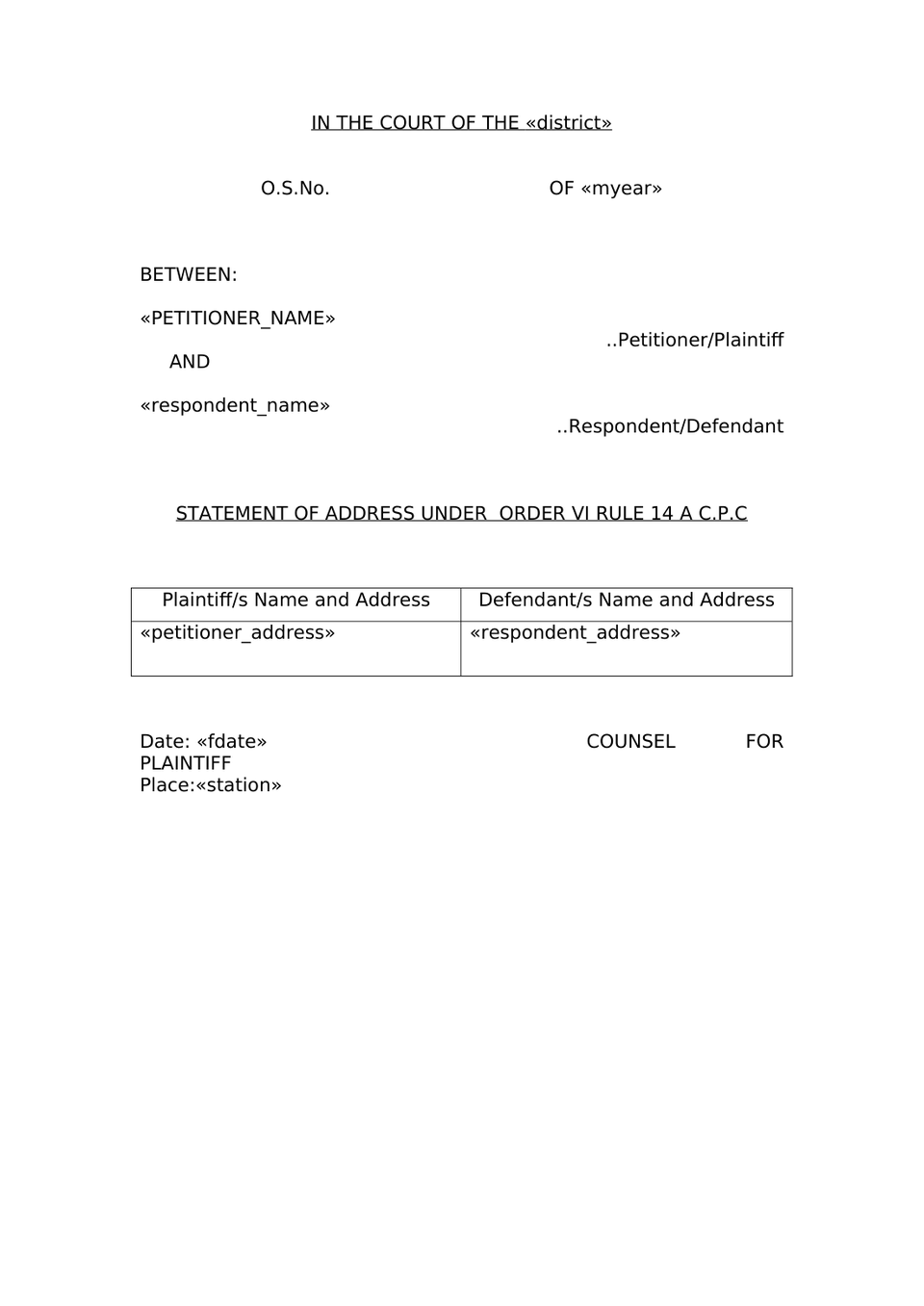 Plaint For Eviction Order Vii Rule 1 And 2 Rw Sec 26 Cpc preview page 18