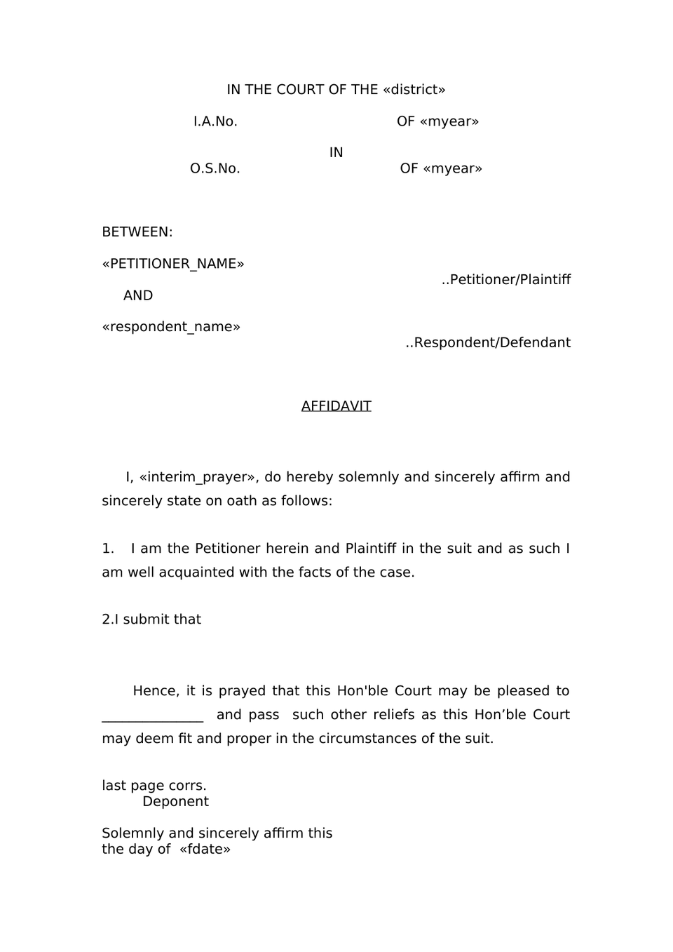 Plaint For Eviction Order Vii Rule 1 And 2 Rw Sec 26 Cpc preview page 19