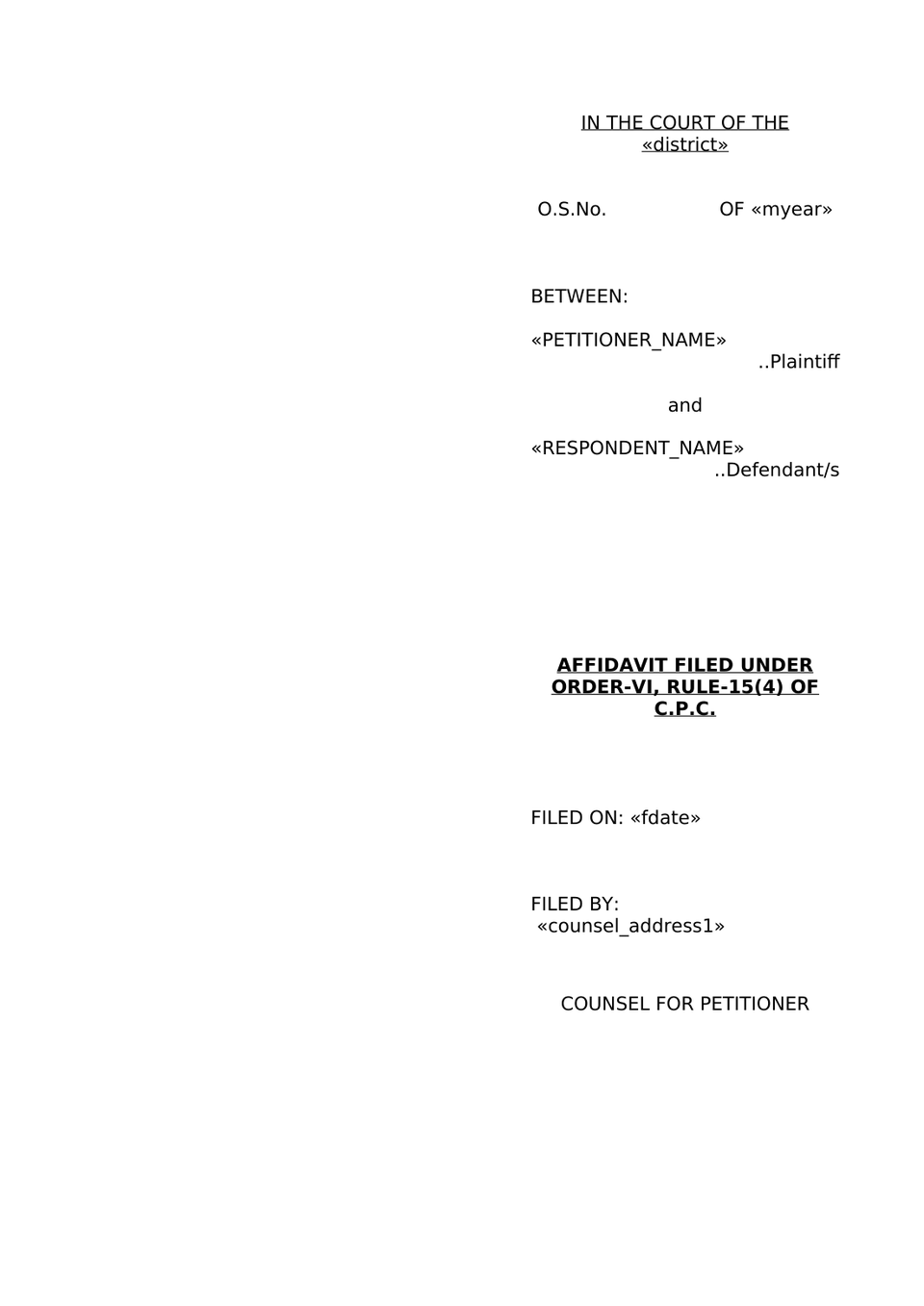 Plaint For Injunction Sec 26 Order Vii Rule 1 Cpc preview page 13