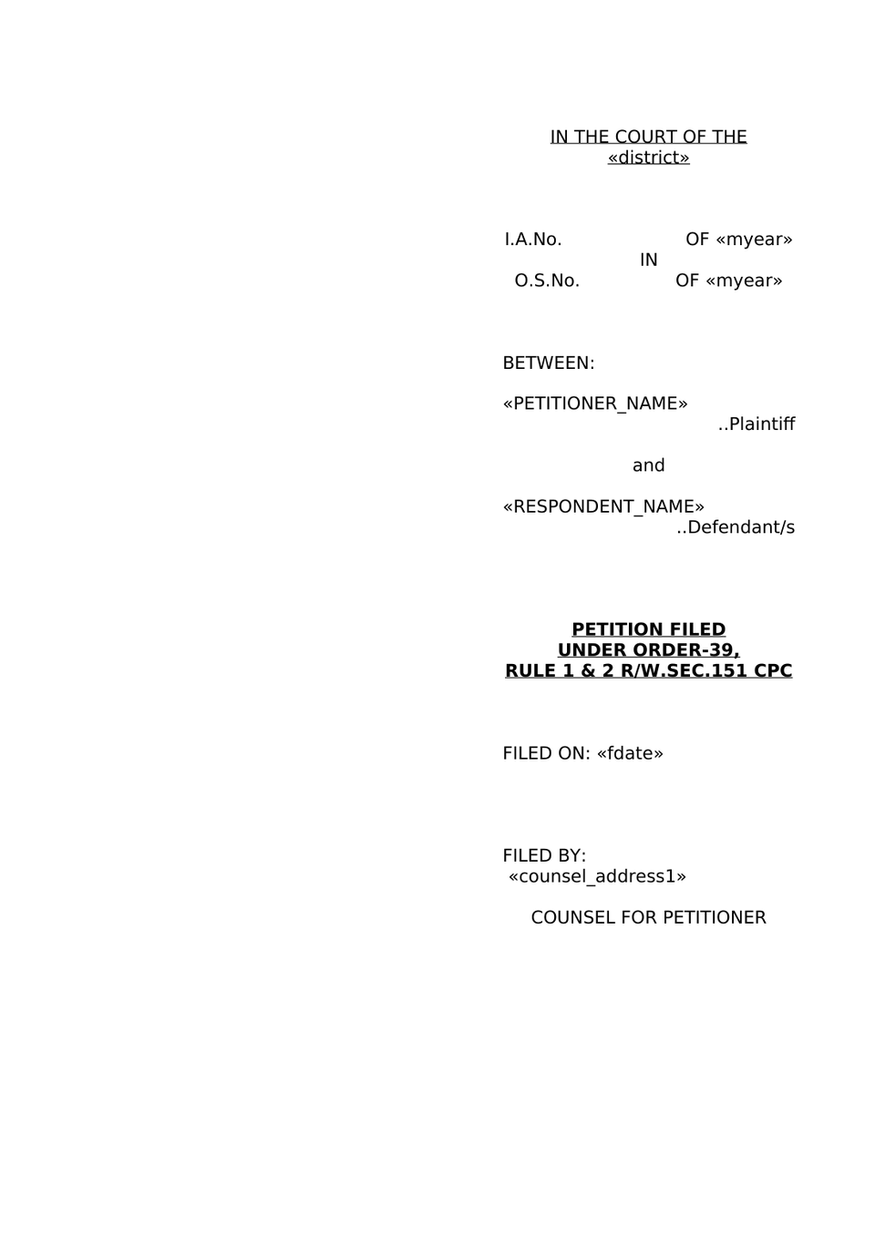 Plaint For Injunction Sec 26 Order Vii Rule 1 Cpc preview page 19