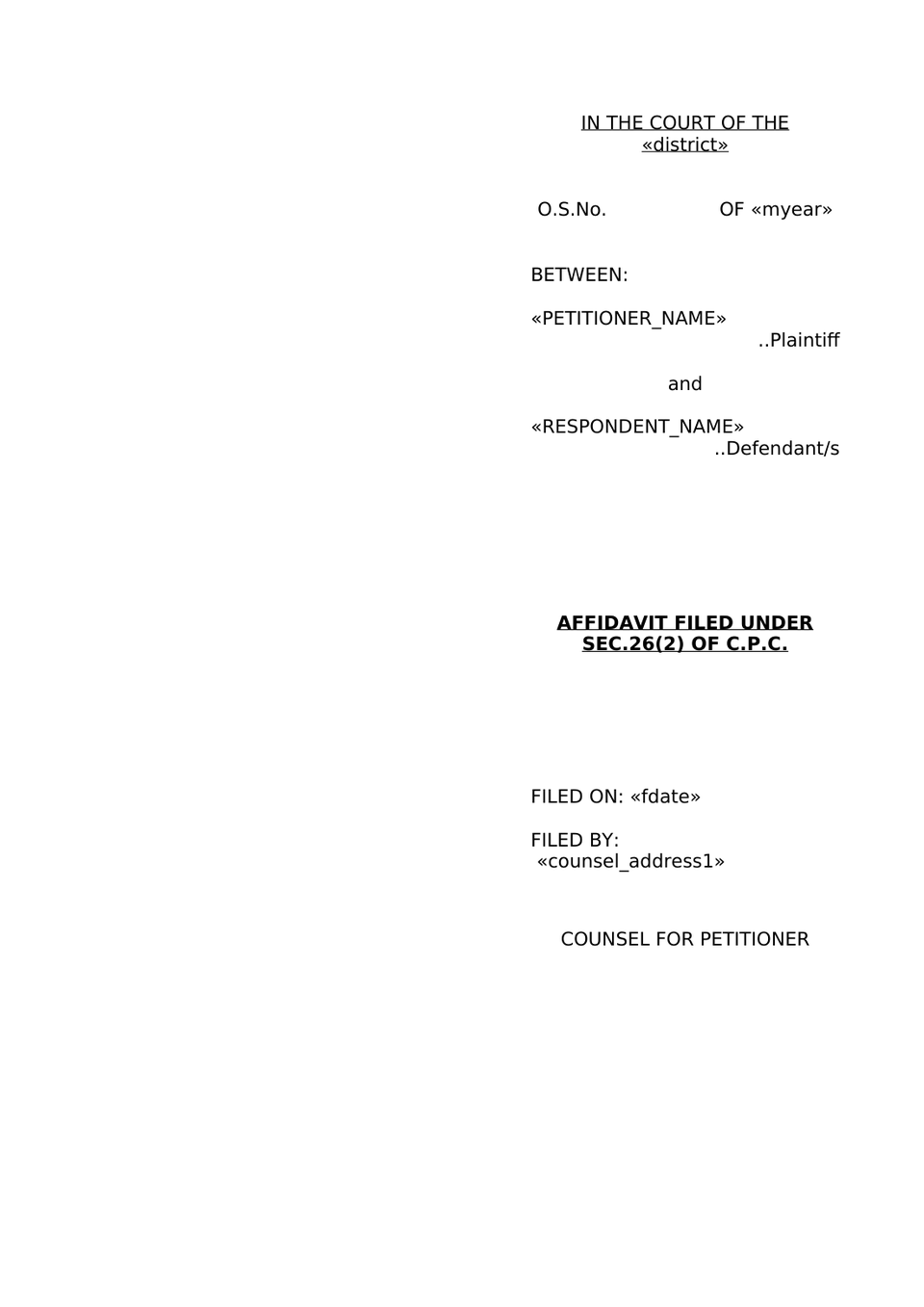 Plaint For Injunction Sec 26 Order Vii Rule 1 Cpc preview page 10