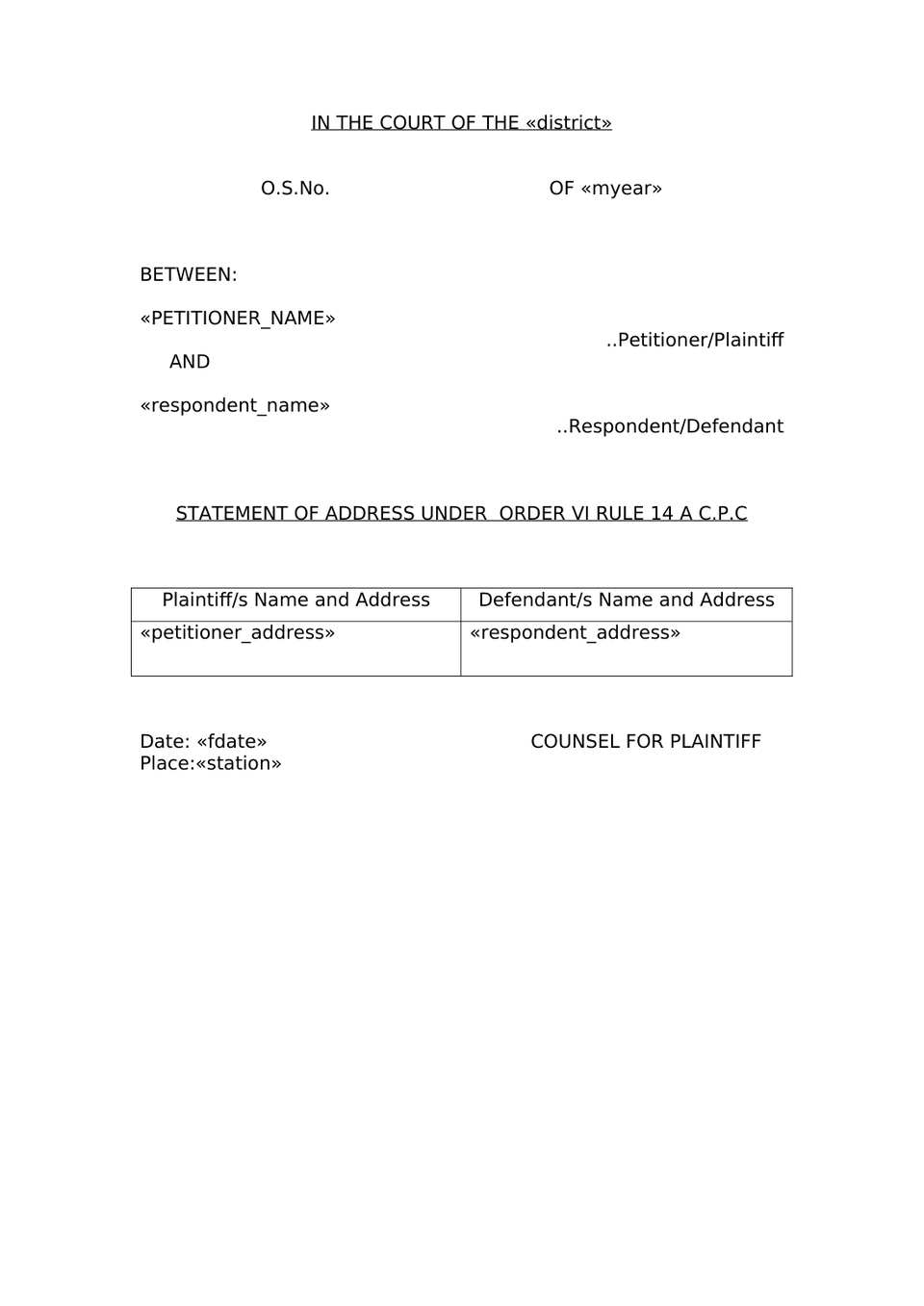 Plaint Liquidated Demand Sec 26 Order Vii Rule 1 And 2 Cpc preview page 12
