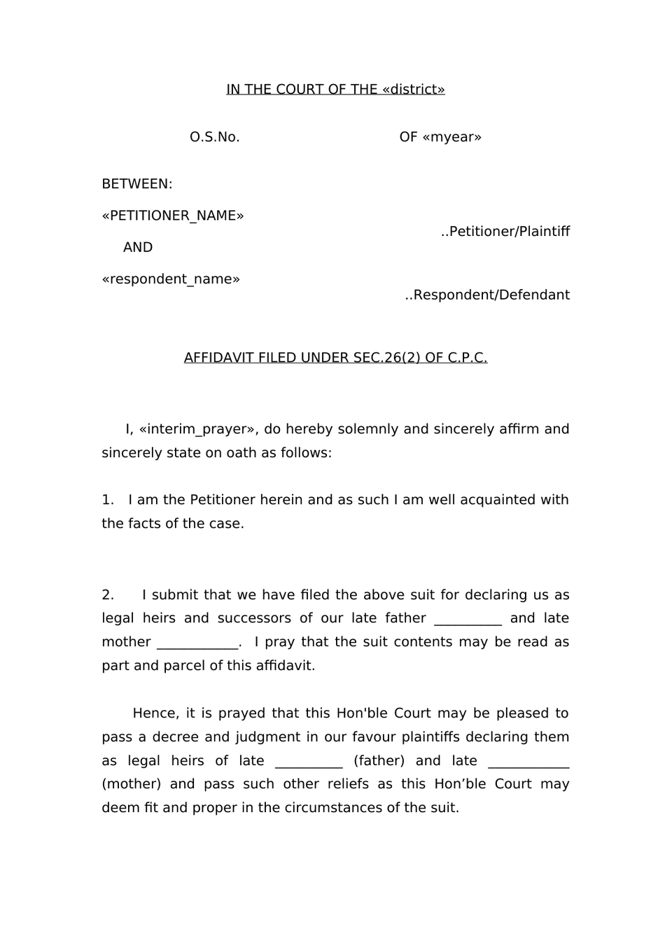 Plaint Liquidated Demand Sec 26 Order Vii Rule 1 And 2 Cpc preview page 6