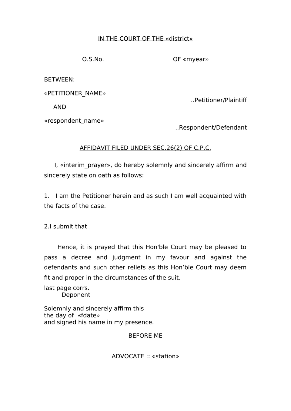Plaint Type 1 Sec 26 Order Vii Rule 1 Cpc preview page 9