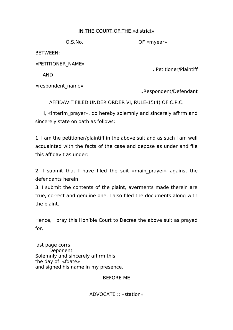 Plaint Type 2 Sec 26 Order Vii Rule 1 Cpc preview page 11