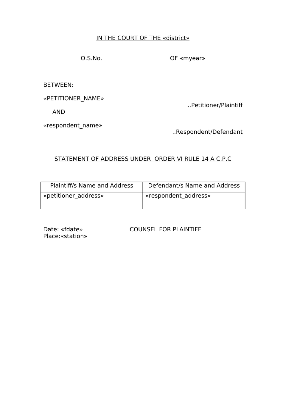 Plaint Type 2 Sec 26 Order Vii Rule 1 Cpc preview page 14