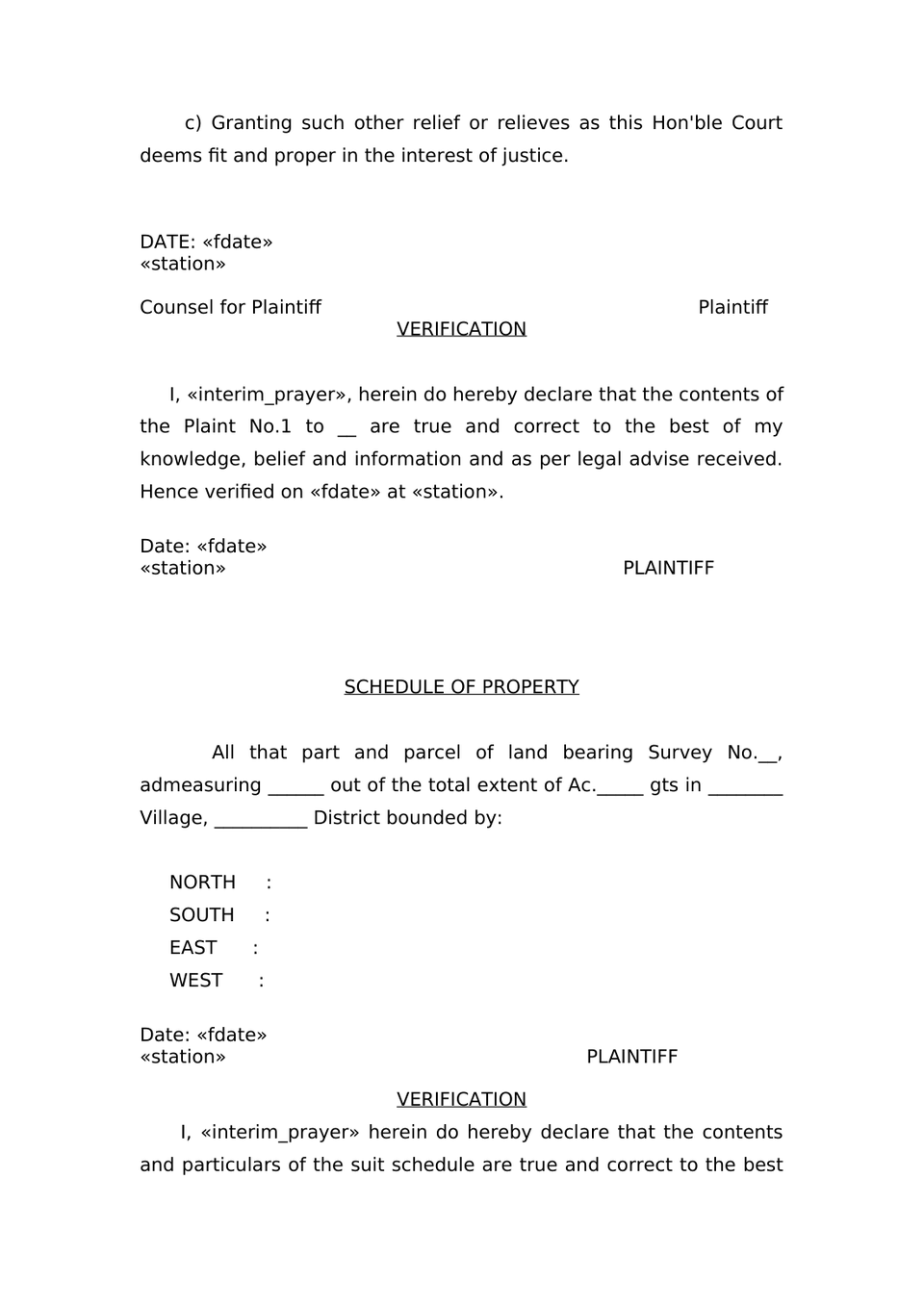 Plaint Type 5 Sec 26 Order Vii Rule 1 Cpc preview page 5