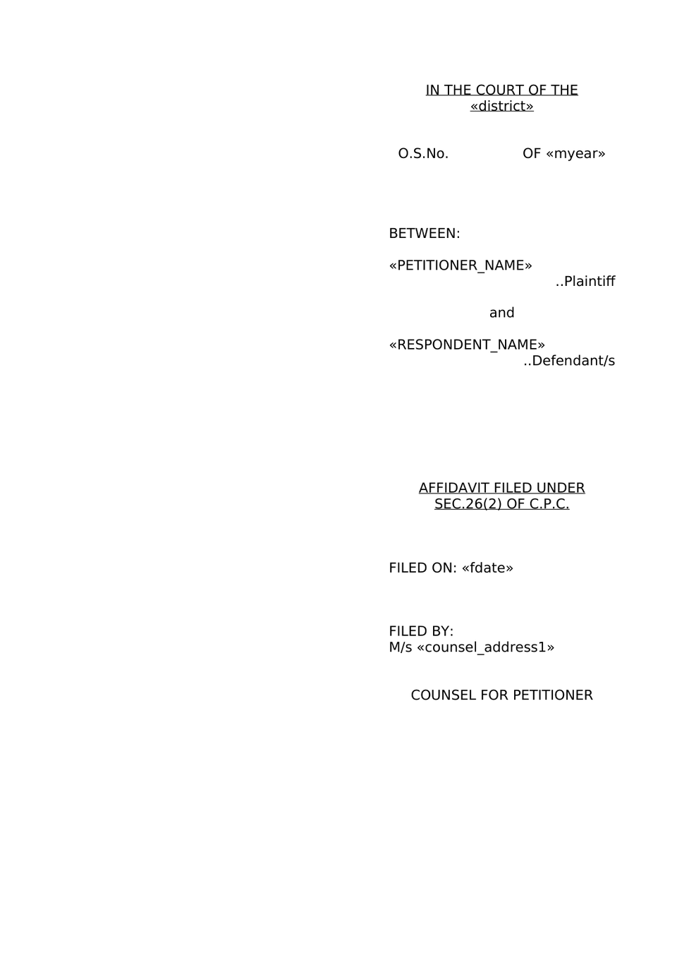 Plaint Under Sec 26 Order Vii Rule 1 Cpc preview page 10