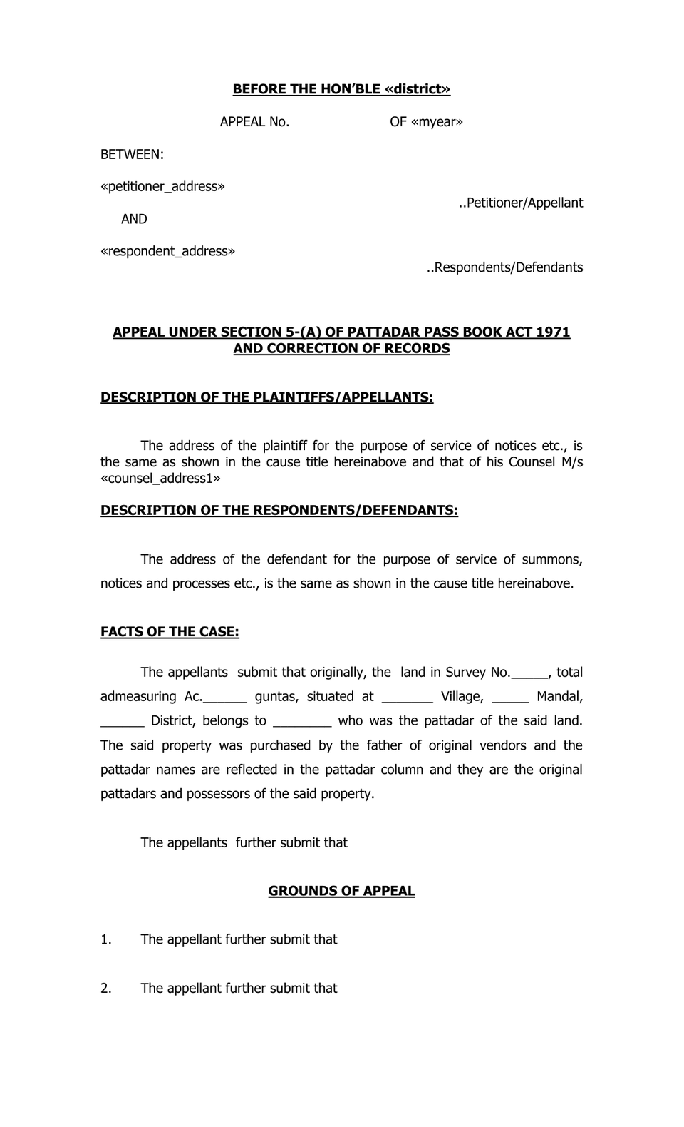 Rdo Appeal Petition Under Section 151 Cpc preview