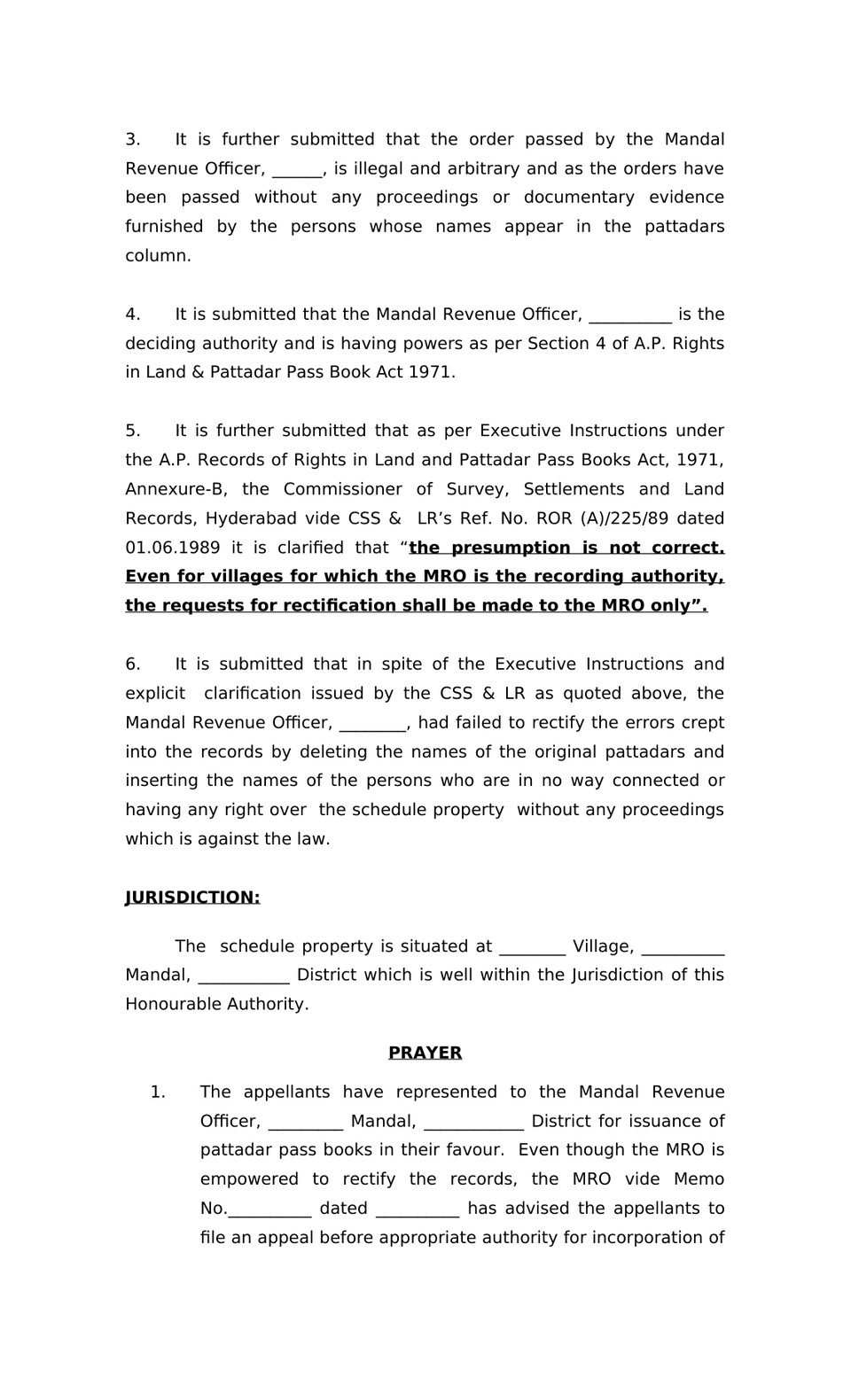 Rdo Appeal Petition Under Section 151 Cpc preview page 2