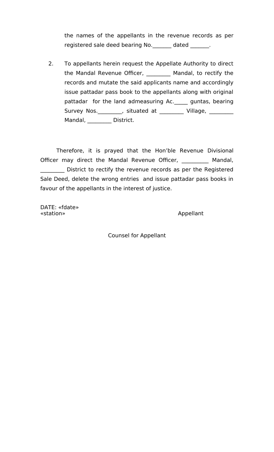 Rdo Appeal Petition Under Section 151 Cpc preview page 3