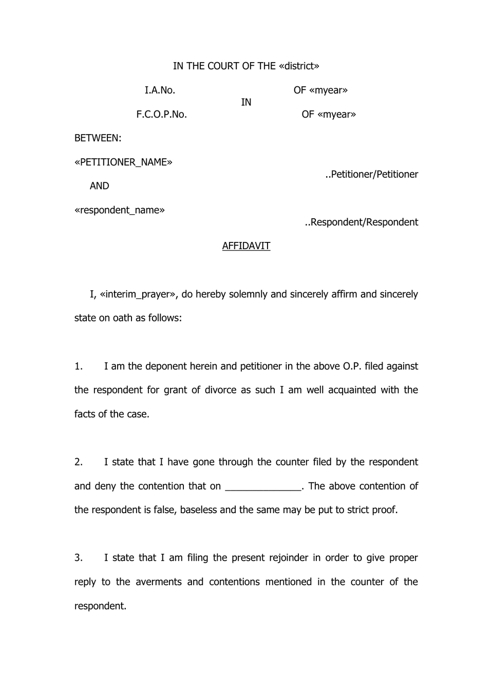Rejoinder Under Order Viii Rule 9 Cpc preview