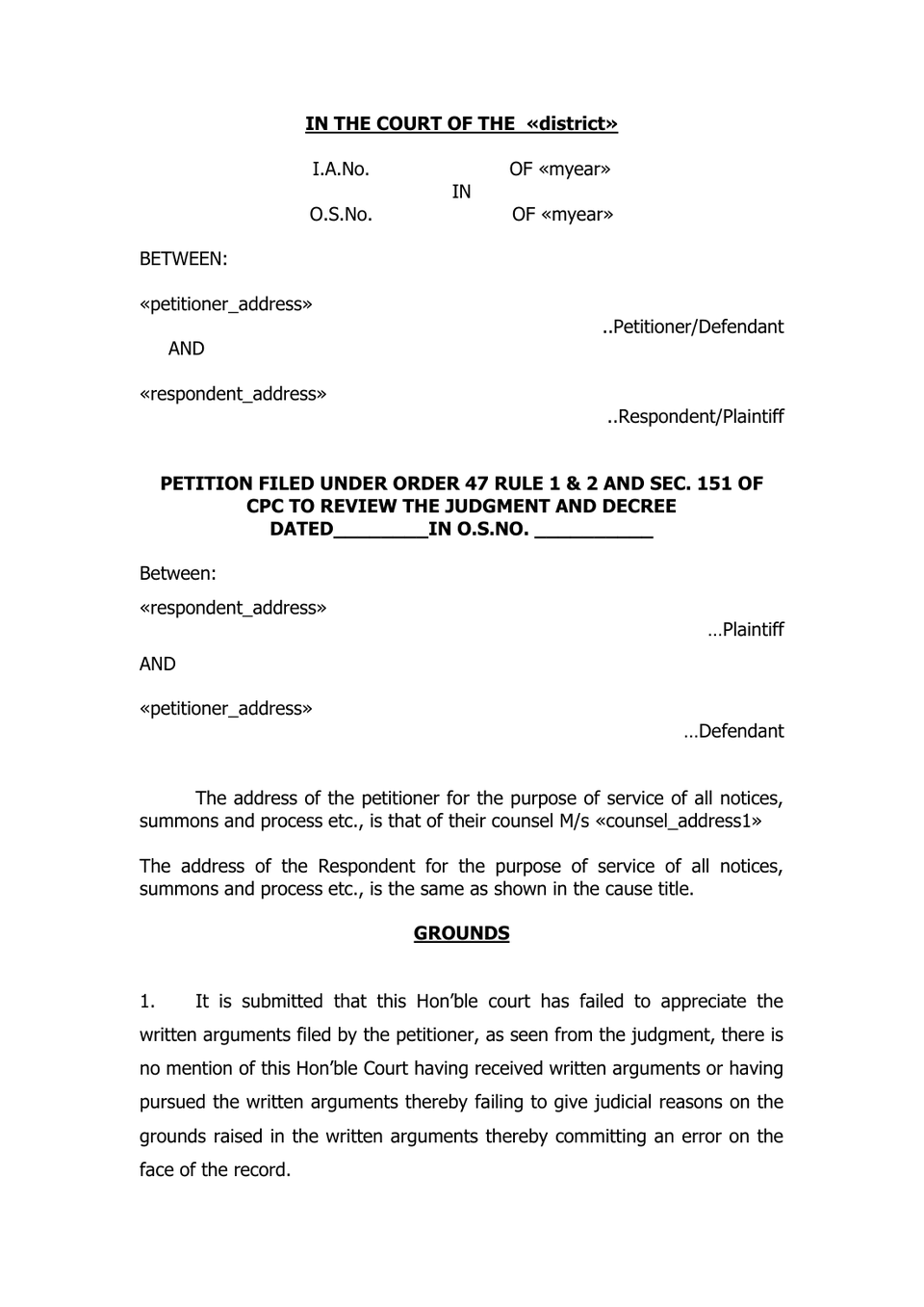 Review Petition Order 47 Rule 1 And 2 Cpc preview