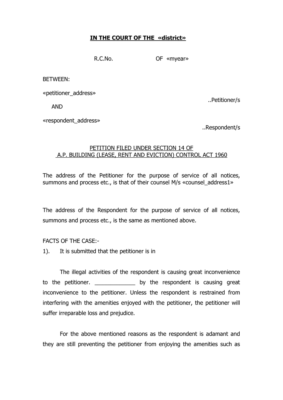 Revision Case Petition preview