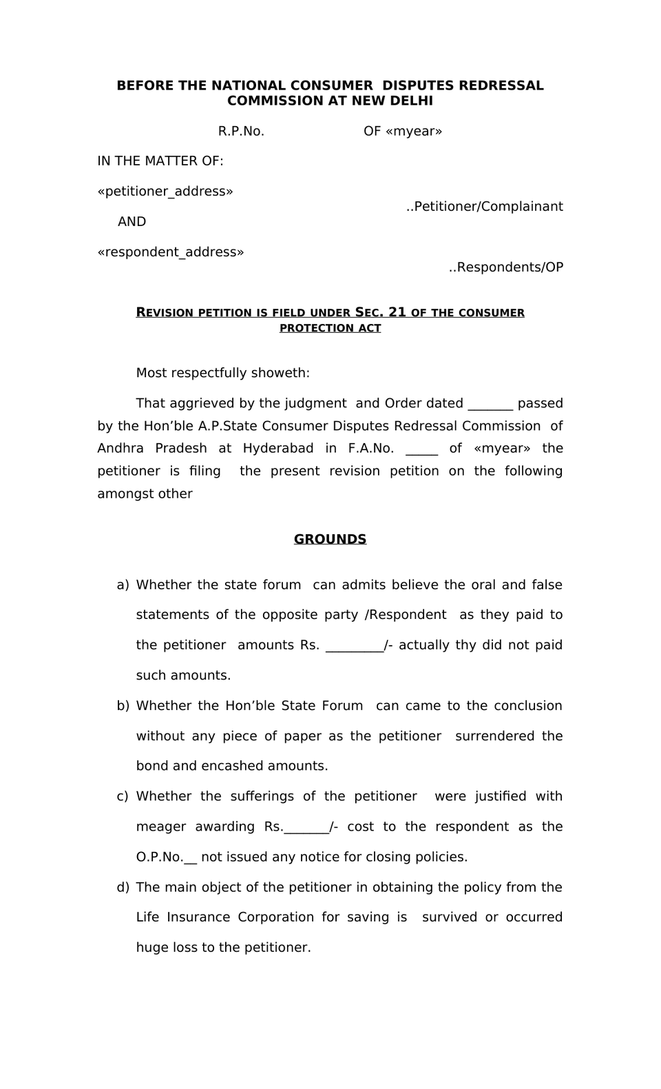 Revision Petition Under Sec 21 Consumer Protection Act preview page 5