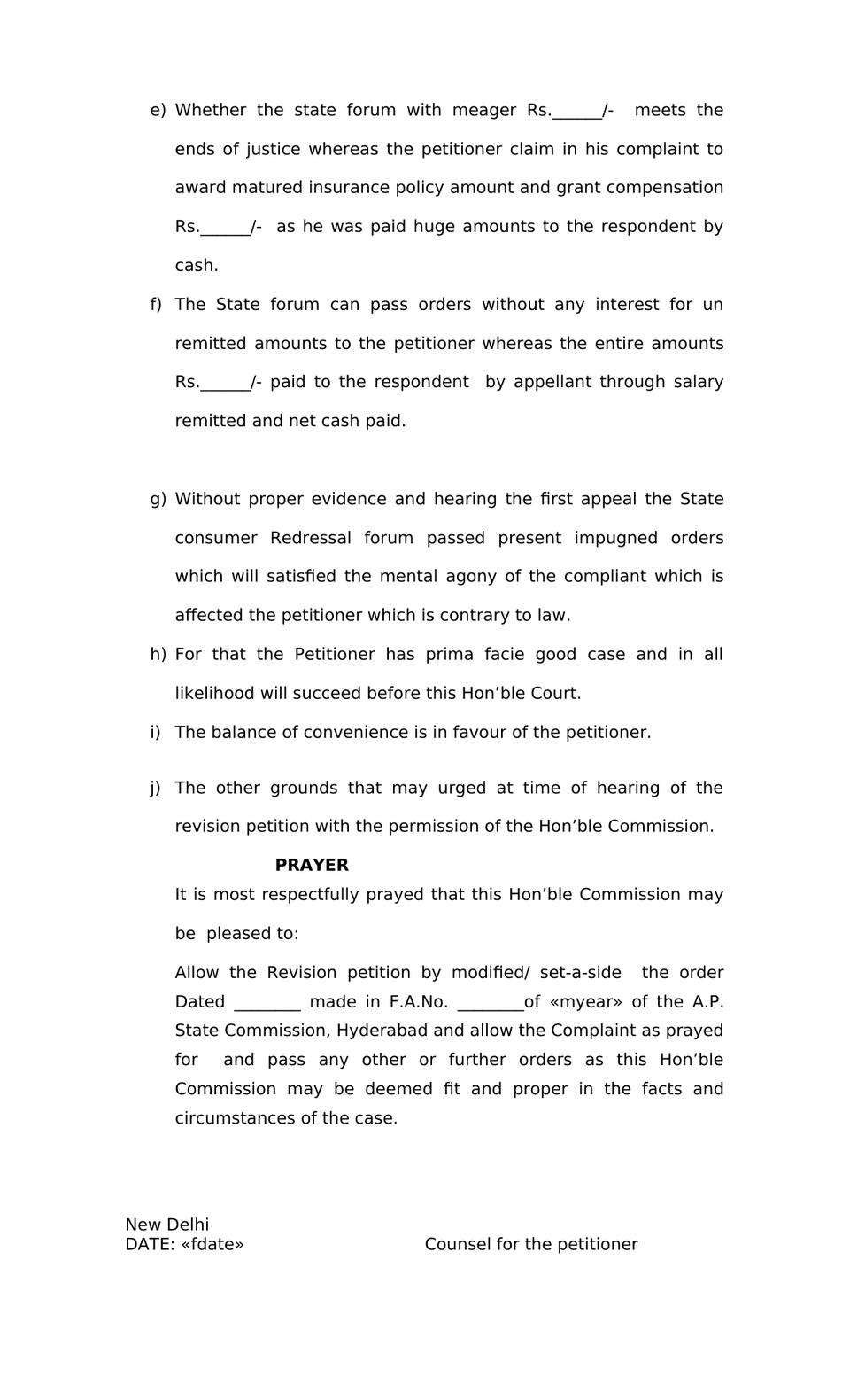Revision Petition Under Sec 21 Consumer Protection Act preview page 6