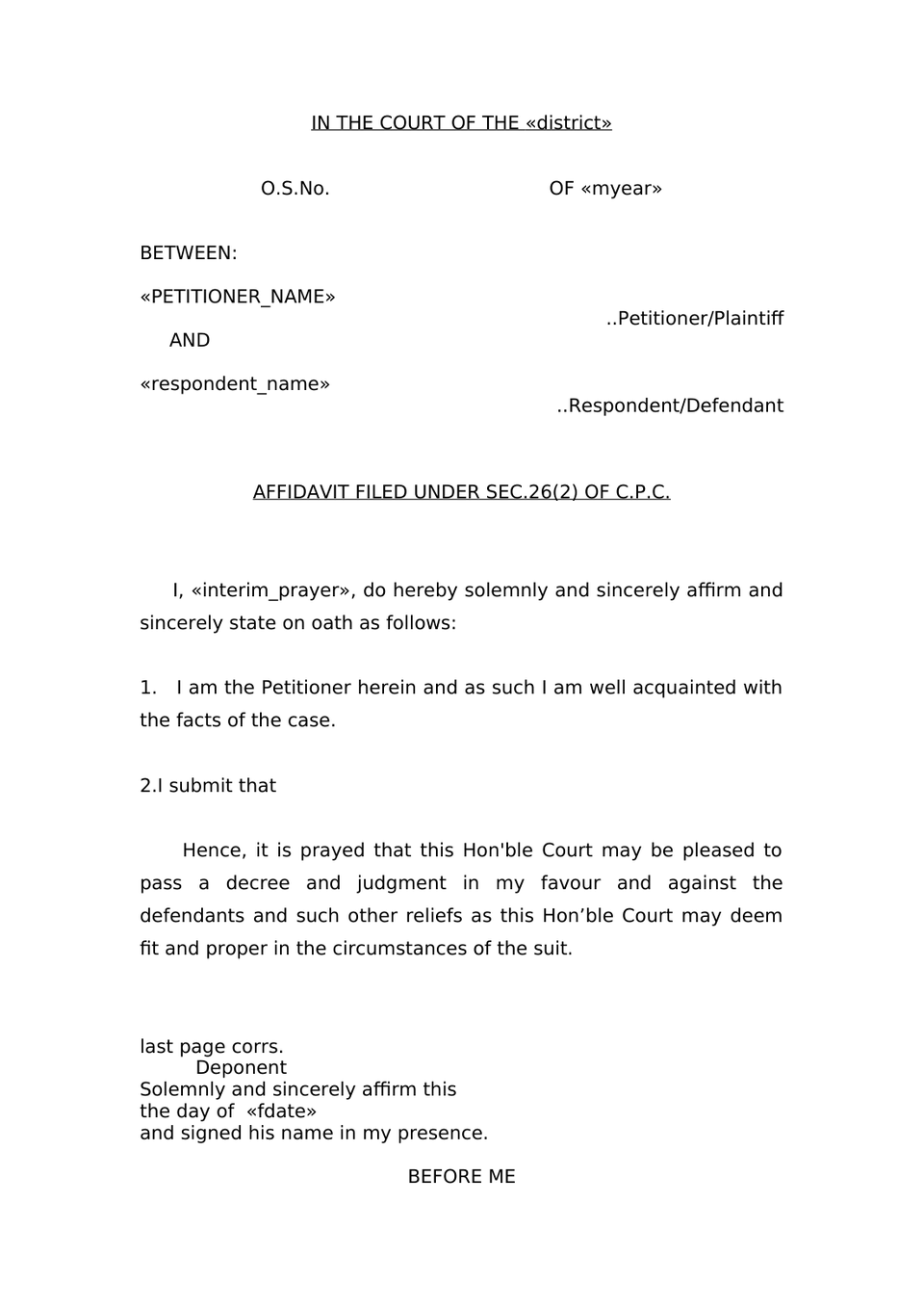 Suit For Specific Performance Of Contract And Other Reliefs Under Sec.26  Order-Vii, R-1 & 2 Of Cpc preview page 11