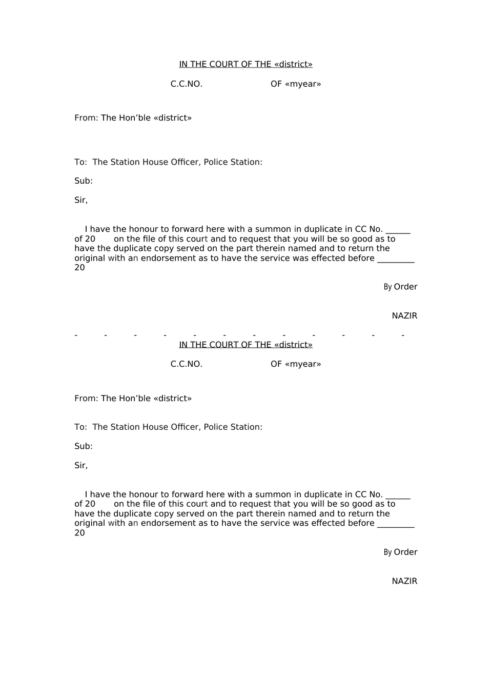 Summons To Accused Form With Process Form preview page 3