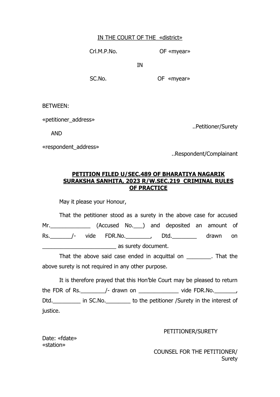 Section 489 Bnss Fdr Return preview