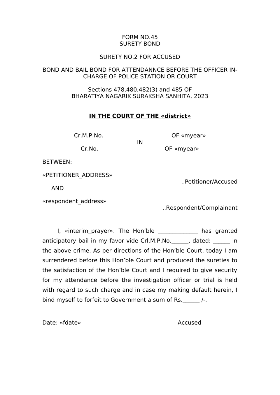 Surrender Petition Pursuant To Anticipatory Bail Order Under Section 187(2) Of Bharatiya Nagarik Suraksha Sanhita, 2023 preview page 12