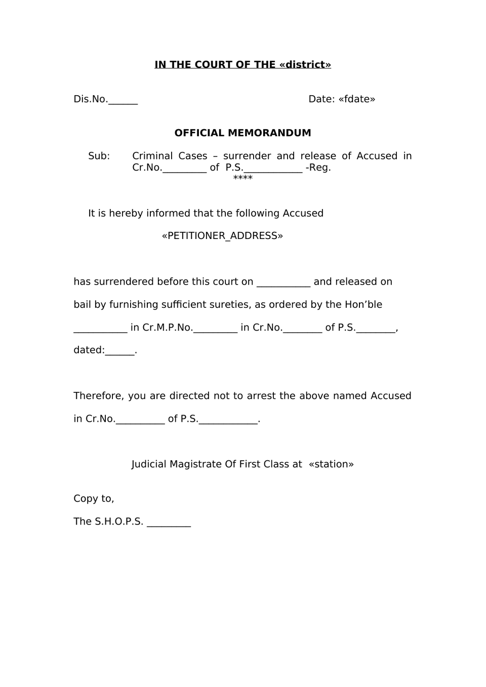 Surrender Petition Pursuant To Anticipatory Bail Order Under Section 187(2) Of Bharatiya Nagarik Suraksha Sanhita, 2023 preview page 20