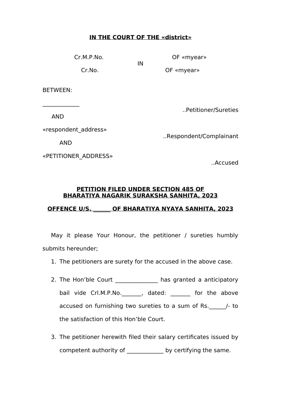 Surrender Petition Pursuant To Anticipatory Bail Order Under Section 187(2) Of Bharatiya Nagarik Suraksha Sanhita, 2023 preview page 4