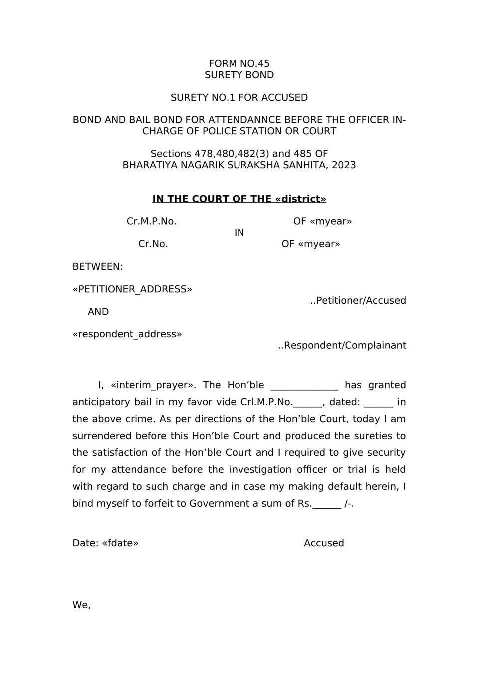 Surrender Petition Pursuant To Anticipatory Bail Order Under Section 187(2) Of Bharatiya Nagarik Suraksha Sanhita, 2023 preview page 10