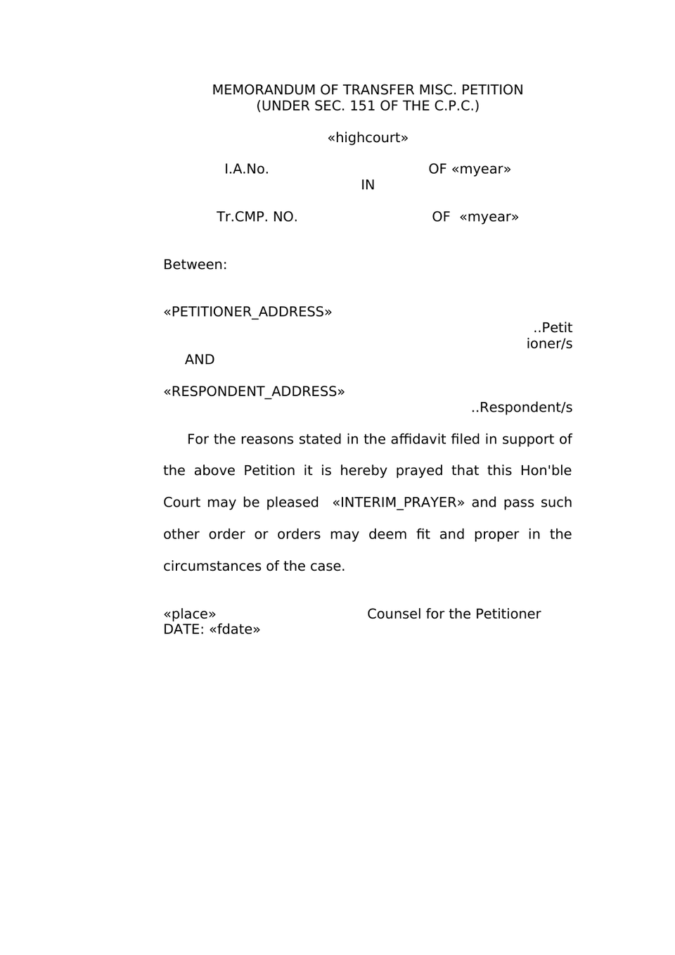 Transfer Civil Miscellaneous Petition (Cmp) Under Section 24 Of The Code Of Civil Procedure, 1908 (Cpc) preview page 9