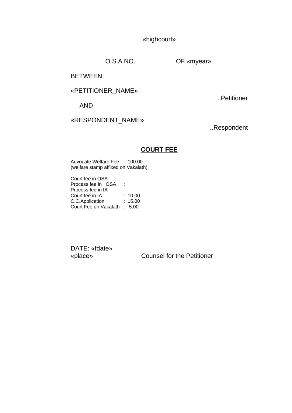 Vakalathnama Original Side Application preview page 2