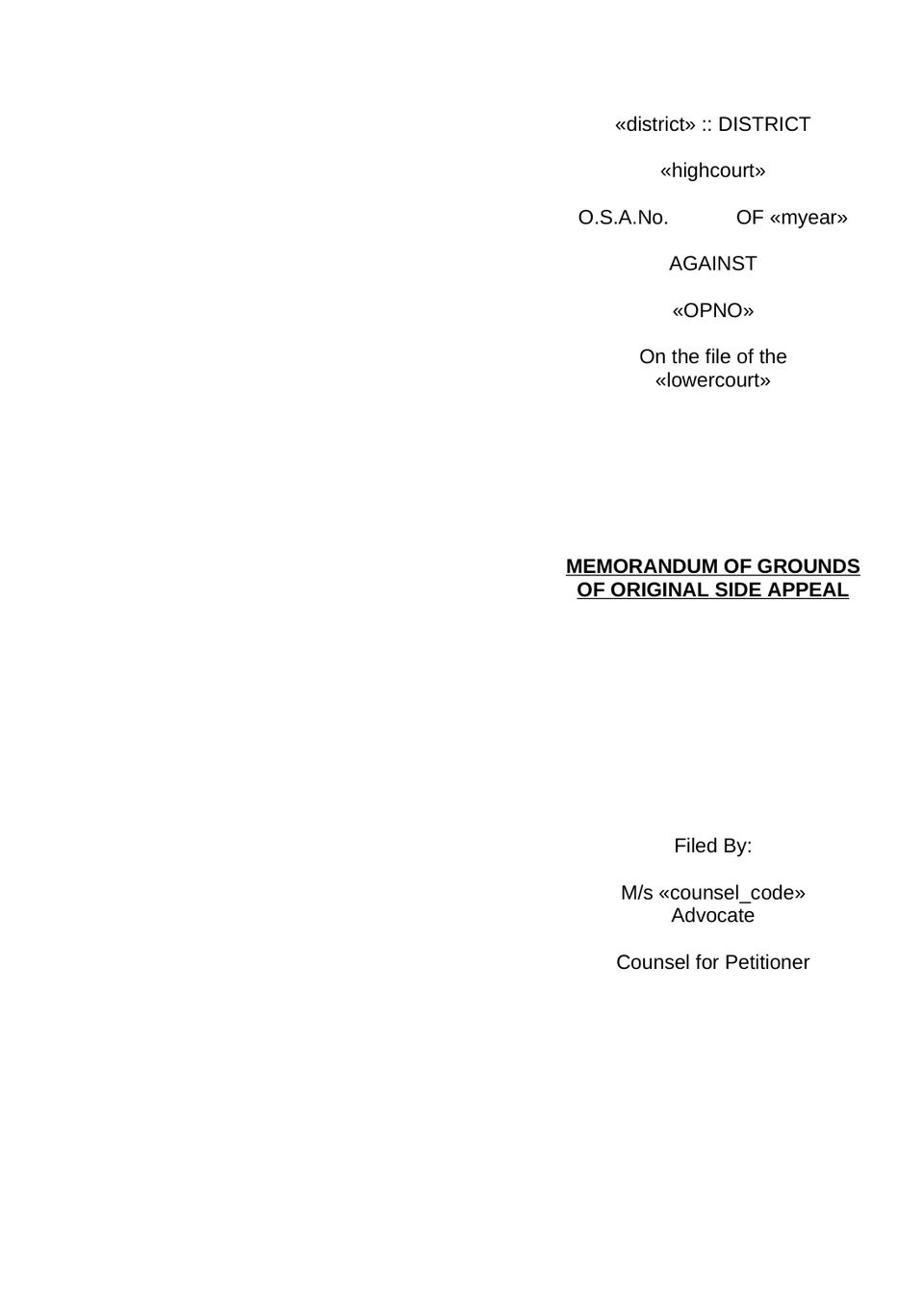 Vakalathnama Original Side Application preview page 5