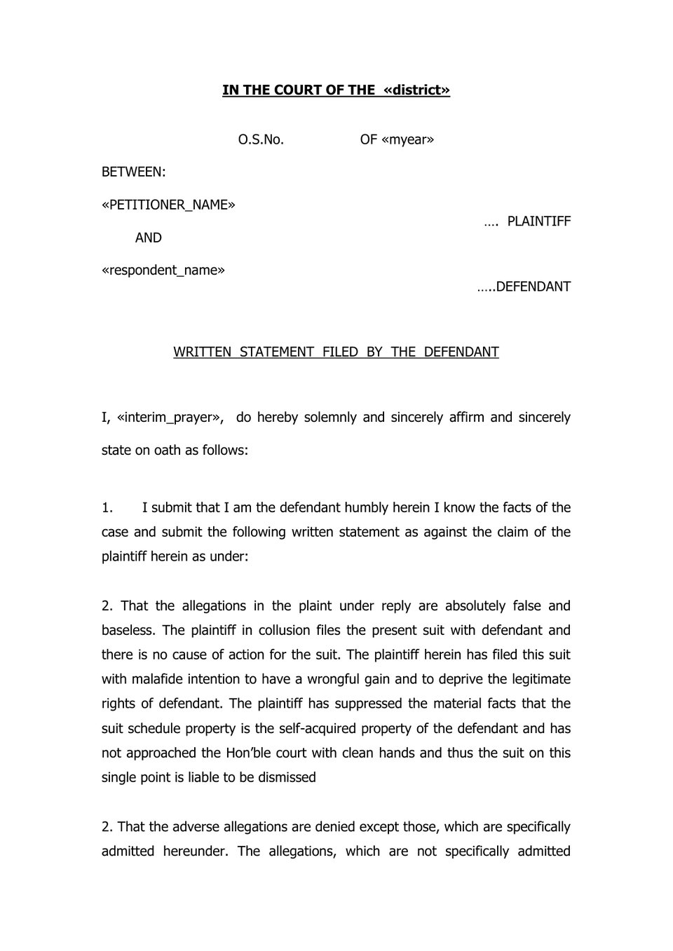 Written Statements For Trial Court preview